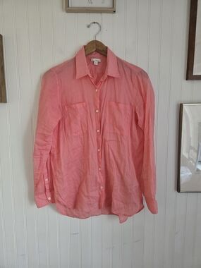 GAP Pink Lightweight Cotton Blend Button-Front Shirt